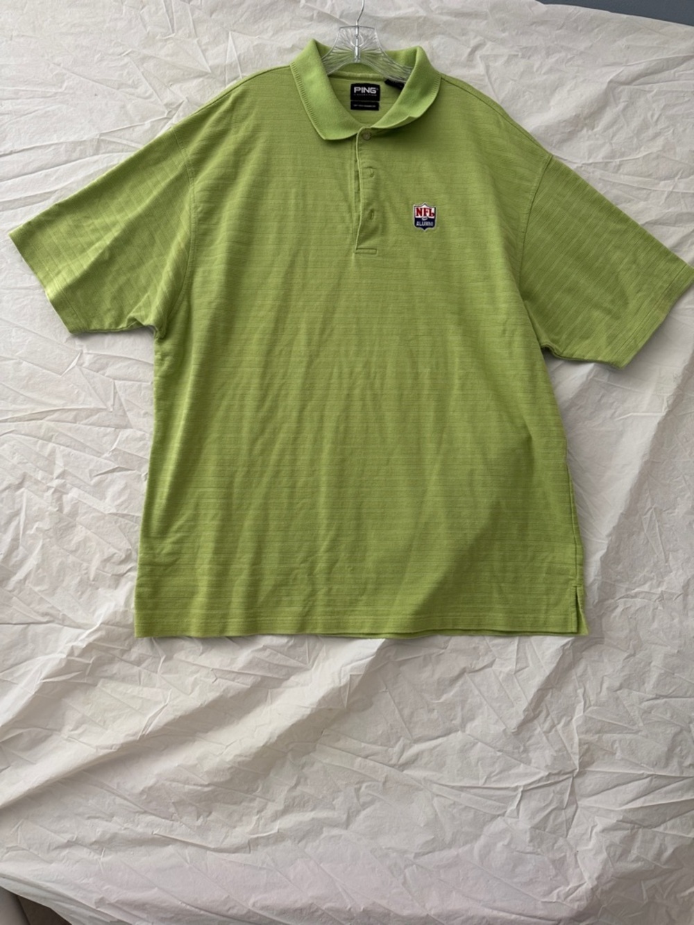 PING Men's Lime Green Polo with NFL Alumni Chest Patch
